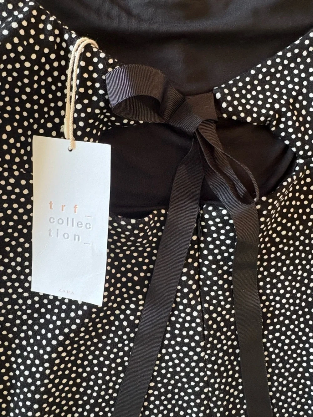 Zara Black and White Polka Dot Off the Shoulder Dress Size Medium NWT - Picture 7 of 12